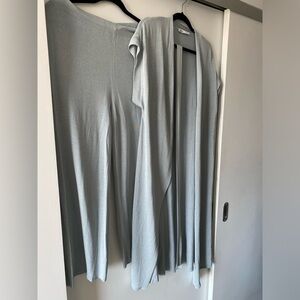Zara Soft Gray Blue Knit Set- Tie Vest and Pant
